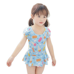 女寶寶公主裙 兒童泳衣女孩連體平角條紋可愛女童游泳衣 - Gustbay Swim Others