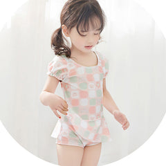 女寶寶公主裙 兒童泳衣女孩連體平角條紋可愛女童游泳衣 - Gustbay Swim Others