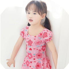 女寶寶公主裙 兒童泳衣女孩連體平角條紋可愛女童游泳衣 - Gustbay Swim Others