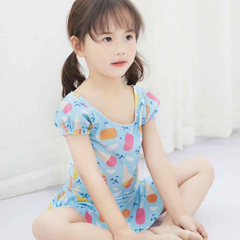 女寶寶公主裙 兒童泳衣女孩連體平角條紋可愛女童游泳衣 - Gustbay Swim Others