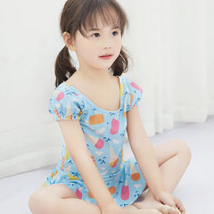 女寶寶公主裙 兒童泳衣女孩連體平角條紋可愛女童游泳衣 - Gustbay Swim Others