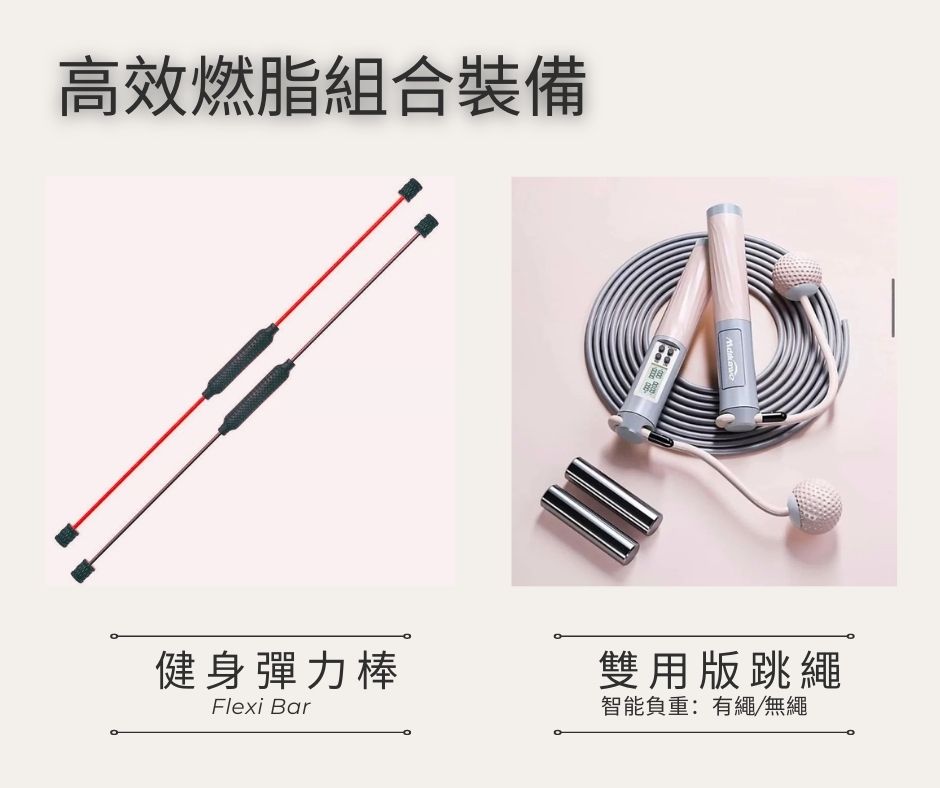 高效燃脂組合裝備智能跳繩+健身弹力棒塑身減肥健身爆汗(免運費) - Gustbay fitness Others