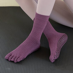 運動專業防滑襪瑜伽健身舞蹈普拉提五指長筒襪【免運費】
