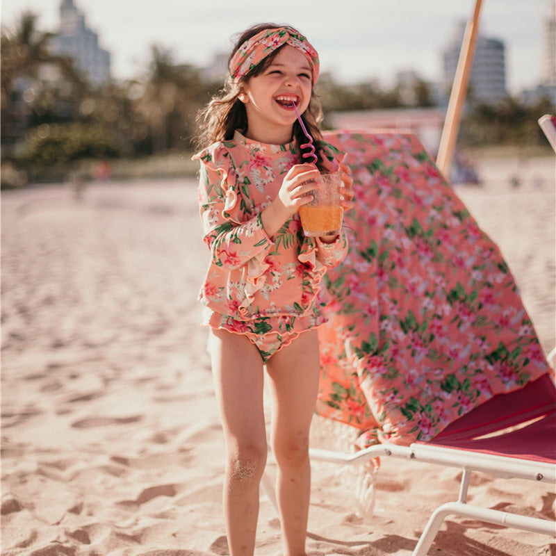 新款女童分體泳裝, 比基尼女童寶寶長袖防曬泳衣套裝兒童, 暑假游泳衣 - Gustbay Swim Others